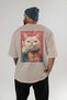 39 Cats for the Sake of Cat Love Printed Beige Oversize T-Shirt 100% Cotton Unisex Cat Lover Premium Design - 4