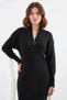 Women's Turtleneck Long Sleeve Fitted Knitwear Black Dress - 5
