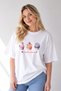 Women's White Cotton Loose Fit T-Shirt Oversize Milkshake Cupcake Printed T-Shirt - 2