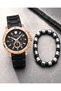 Men's Wristwatch Black Steel Band Rose Gold Case Multifunctional Calendar Steel Bracelet Gift - 4
