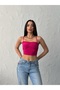 Women's Fuchsia Strappy Sandy Crop Blouse - 5