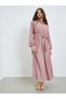 Pink Eyelet Shirt Maxi Dress with Tie-Blet