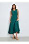 Green Sleeveless A-Line Maxi Dress with Side Pocket - 3