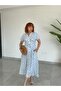 Premium Polka Dot Patterned Maxi Shirt Dress