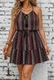 Women's v-neck, strappy, patterned, short-sleeve supreme dress with waist tie