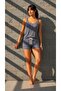 Mini Polka Dot Purple Strappy Women's Shorts Set - 2