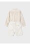Boy's Linen Shorts and Shirt Set Beige - 4