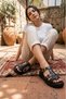 26322547 Eren Shoes&Bag Genuine Leather Flat Heeled Thick Soled Comfortable Stylish Women's Sandals Real Leather Black