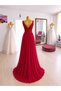 Red Chiffon Evening Dress - 4