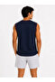 Men's contrast trim sleeveless tank top crew neck summer basic tank - navy blue - 2