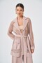 Women's Mesh Detailed Belted Double Suit Beige 31373 - 3
