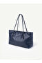 Women's Tote Zippered Baguette Hand Shoulder Bag with Knitted Detail - 2