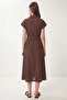 Wrinkle Effect Summer Woven Dress Lub0090 Brown - 5