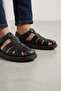 Genuine Leather Orthopedic Soft Sole Men's Sandals - 6