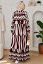 Women's Wide Cut Patterned Viscose Hijab Dress - 2