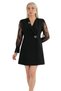 1. Class Crepe Fabric Double-Breasted Collar Lace Sleeve Dress - from 36 to 48 16015