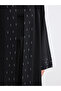Lcw Modest Black Shawl Collar Stoned Oversize Women's Kimono - 5