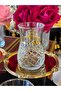 12 Pieces Metal Plate Set for 6 People, Square Sliced Patterned Gold Tea Cup Set 170 ml - 5