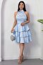 Halter Neck Layered Satin Dress Drp565 - 4