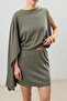 Khaki Asymmetrical Single Sleeve Women's Suit - 3