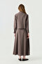 Embroidery Detailed Zippered Shirt Collar Brown Suit 1741 - 5