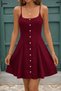 Women's Rope Strap Front Buttoned Lace-Up Short Dress - 3