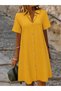 Women's Short Sleeve Collared Front Buttoned Short Aerobin Dress