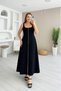 Women's Strap Square Neck Front Zipper Wide Cut Janjan Crepe Dress - 3