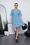 Batwing Sleeve V-Neck Polka Dot Patterned Mini Dress with Waist Tie Detail - 7