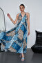 Long Oversized Dress with Halter Neck Detail and Backless Slit