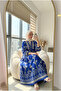 Women's Bohemian Patterned Layered Long Sleeve Hijab Dress - 2