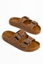 Wilie Women's Tan Rubber Double Buckle Poly Sole Slippers