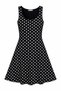 1000 Women's Cotton U-Neck Polka Dot Sleeveless A-Line Summer Dress Black - 2
