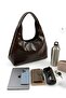 Women's Shoulder Bag - Zipper Detail and Large Capacity - 3