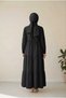Black Women's 100% Cotton Muslin Fabric Dress Buttoned Shirt Collar Long Hijab Dress Anti-Sweat Summer Dress - 5