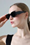 Women's Black Frame Handle Detail Black Glass Sunglasses - 7
