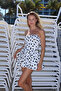 Polka Dot Mini White Strapless Dress - 3