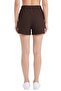 Premium - Tide Collection |   Brown Lace-Up Wrinkled Textured Comfortable Cut Women's Shorts - 4