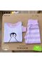 Organic Cotton 6-18 Months Baby Girl Pajama Set - Penguin Patterned Striped Top and Bottom Set (Special Pouch) - 5