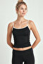 Contrast Striped Strappy Knitted Tank Top Lub0373 Black and White - 2