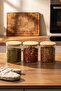 1-3 Bamboo Vacuum Lids Round Borosilicate Glass 3-Piece Jar Set Storage Container 750ml 10X12Cm - 3
