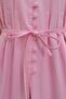 قميص تونيك من قماش البوبلين مع أزرار أمامية وتفاصيل مضلعة - وردي - 2