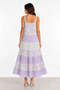 Strappy Floral Patterned Linen Fabric Layered Casual Maxi Dress - Lilac - 3