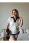 Women's White Lace Collar Detailed T-Shirt