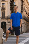Men's Basic Loose Blue Polo Neck T-Shirt - 3