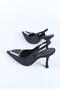 Women's Open Back Pointed Toe Metal Buckle Detailed Heeled Evening Dress Shoes Black - 4