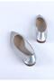 Women's Stone Detailed Transparent Mesh Pointed Toe Ballerina Shoes Silver - 3