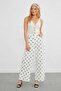 Polka Dot Patterned Zippered Palazzo Trousers Jean White - 2