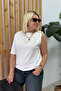 White Single Sleeve Accessory Detailed Viscose Plain Knitwear - 2