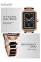 Women's Ceramic Strap Quartz Watch Rectangle Black Dial Rhinestone Decoration Waterproof Simple Stylish Analog Wristwatch Gift for Ladies - 5